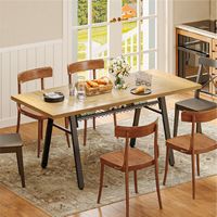 Bestier 70inch Rectangular Dining Table with Basket Storage Wooden Kitchen Table with Sturdy Meta... - Large Front