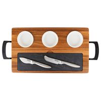 Viking - 7-piece Acacia Wood Slate Cheese Board-Charcuterie Set - Multicolor - Large Front