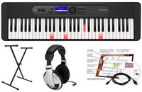 Casio - LK-S450 EPA 61 Key Keyboard with Stand, AC Adapter, Headphones, and Software - Black - Large Front
