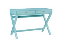 Linon Home Décor - Penrose Two-Drawer Campaign-Style Writing Desk - Blue - Large Front