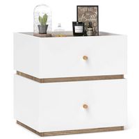Costway 1 PCS 2-Drawer Nightstand Modern Bedside Table with Storag Raised Edge for Living Room - ... - Large Front