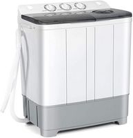 Costway - 13.2 lb. Portable Twin Tub Washing Machine Washer and Spinner 8.8 lb. - Grey and White - Large Front