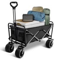 Bestier Heavy-Duty Wagon Cart with Adjustable Handlebar Bottle Holders & Storage Pocket - Black - Large Front