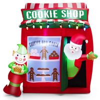 Costway - 6.3 FT Inflatable Gingerbread Cookie Shop with Santa Clause Christmas Decoration - Mult... - Large Front
