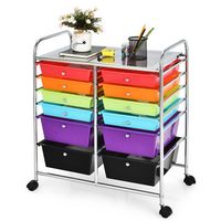 Costway - 12 Drawers Rolling Cart Storage Scrapbook Paper Studio Organizer - Multicolor - Large Front