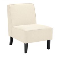 Costway Modern Armless Accent Chair Fabric Single Sofa with Rubber Wood Legs - Beige - Large Front