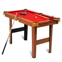 Costway - 48'' Mini Table Top Pool Table Game Billiard Set Cues Balls Gift Indoor Sports - Brown+Red - Large Front