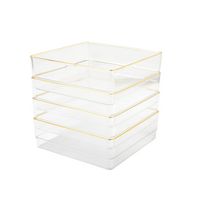 Martha Stewart - Kerry Set of 4 Plastic Stacking Desk Drawer Organizers with Gold Trim - 6 x 6 - ... - Large Front
