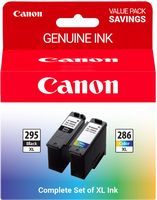 Canon - PG-295XL/CL-286XL High Yield Ink Cartridges (2-Pack) - Black/Tri-color - Large Front