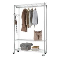 TRINITY - EcoStorage 3-Tier |48x18x75.5| Rolling Garment Rack | - Chrome - Large Front