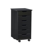 Linon Home Décor - Monte Six-Drawer Rolling Storage Cart - Black - Large Front