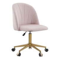 Linon Home Décor - Andrea Plush Velvet Fabric Rolling Desk Chair - Pink - Large Front
