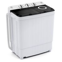 Costway - Portable Washing Machine 17.6 lb. Twin Tub Laundry Washer with Drain Pump Grey - White ... - Large Front