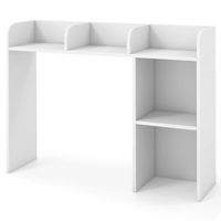 Costway - Desk Bookshelf Desktop Storage Organizer Display Shelf Rack Dorm Office - White - Large Front