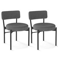 Costway Dining Chair Set of 2 with Curved Backrest Padded Seat & Metal Legs for Dining Room - Gray - Large Front