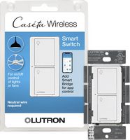 Lutron - Caseta Wireless Smart Lighting Switch for All Bulb Types or Fans, 6A - White - Large Front