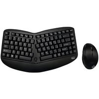 Adesso - Tru-Form Media WKB-1150CB Ergonomic Wireless Membrane Optical Keyboard and Mouse - Black - Large Front