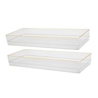 Martha Stewart - Kerry Set of 2 Plastic Stacking Desk Drawer Organizers with Gold Trim - 15 x 6 -... - Large Front