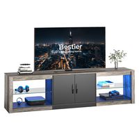 Bestier LED Entertainment Center for Living Rooms Fits TVs up to 75 Inches - Grey - Large Front