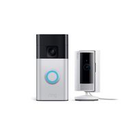 Ring - Starter Set with Battery Doorbell and Indoor Cam - Satin Nickel and White - Large Front