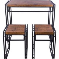 ürb SPACE - Urban Small Dining Table Set - Black With Brown - Large Front