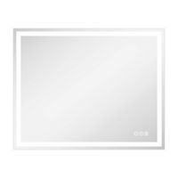 LOVMOR - 40 x 32 Inches Tempered Glass LED Bathroom Mirror with Anti-Fog & 3-Color Dimmable Light... - Large Front