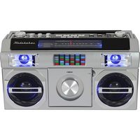 Studebaker - Bluetooth Boombox with FM Radio, CD Player, 10 watts RMS - Silver - Large Front