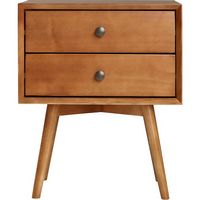 Walker Edison - Mid-Century Solid Wood 2-Drawers Cabinet - Caramel - Large Front