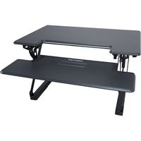 Victor - Adjustable Standing Desk Convertor with Keyboard Tray - Charcoal Gray And Black - Large Front