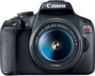 Canon - EOS Rebel T7 DSLR Video Camera with 18-55mm Lens - Black - Large Front
