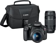 Canon - EOS Rebel T7 DSLR Video Two Lens Kit with EF-S 18-55mm and EF 75-300mm Lenses - Black - Large Front