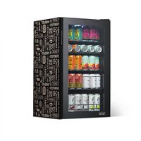 NewAir - 126-Can Beverage Cooler with “Beers of the World” Custom Wrap, Glass Door, Custom, Split... - Large Front