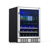 NewAir - 24” Built-in Dual Zone 20 Bottle and 70 Can Wine and Beverage Fridge with SplitShelf™ an... - Large Front