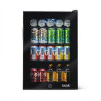 NewAir - 90-Can Freestanding Beverage Cooler, Compact with Adjustable Shelves and Lock - Black - Large Front