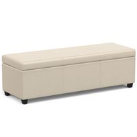 Simpli Home - Avalon Extra Large Storage Ottoman Bench - Satin Cream - Large Front