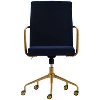 Elle Decor - Giselle Mid-Century Modern Fabric Executive Chair - Gold/Velvet Blue - Large Front