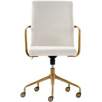Elle Decor - Giselle Mid-Century Modern Fabric Executive Chair - Gold/Velvet Cream - Large Front