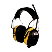 3M - WorkTunes AM/FM Hearing Protector - Black/Yellow - Large Front