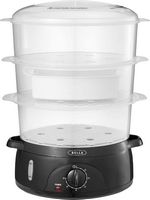 Bella - 9.5-Qt. 3-Tier Food Steamer - Black/Clear - Large Front