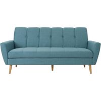 Noble House - Loomis 3-Seat Fabric Sofa - Blue - Large Front