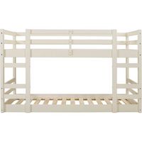 Walker Edison - Solid Wood Low Twin over Twin Bunk Bed - White - Large Front