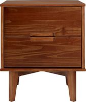 Walker Edison - Mid Century Modern Square Wood 2-Drawer End Table - Walnut - Large Front