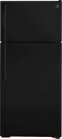 GE - 16.6 Cu. Ft. Top-Freezer Refrigerator with Edge-to-Edge Glass Shelves - Black - Large Front