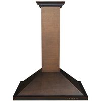 ZLINE - 36 inches - Externally Vented - Wall Range Hood - Hand Hammered Copper - Large Front