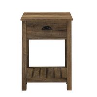 Walker Edison - Rectangular Country High-Grade MDF 1-Drawer Side Table - Rustic Oak - Large Front