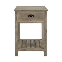 Walker Edison - Rectangular Country High-Grade MDF 1-Drawer Side Table - Gray Wash - Large Front