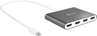 j5create - USB-C to 4-Port HDMI Multi-Monitor Adapter - Silver - Large Front