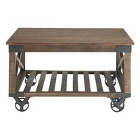 Simpli Home - Harding Square Industrial Mango Wood Coffee Table - Distressed Dark Brown - Large Front