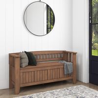 Simpli Home - Acadian SOLID WOOD 48 inch Wide Transitional Entryway Storage Bench in - Rustic Nat... - Large Front