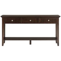 Simpli Home - Acadian SOLID WOOD 60 inch Wide Transitional Wide Console Sofa Table in - Brunette ... - Large Front